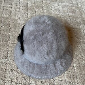 Kangol Hat Grey Fur with Black Feather Accent
